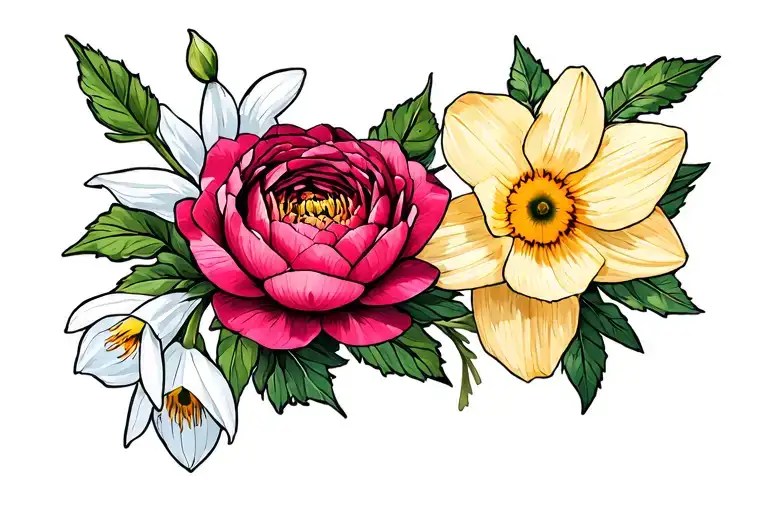 Rose Peony Snowdrop Daffodil Waterlily Daisy