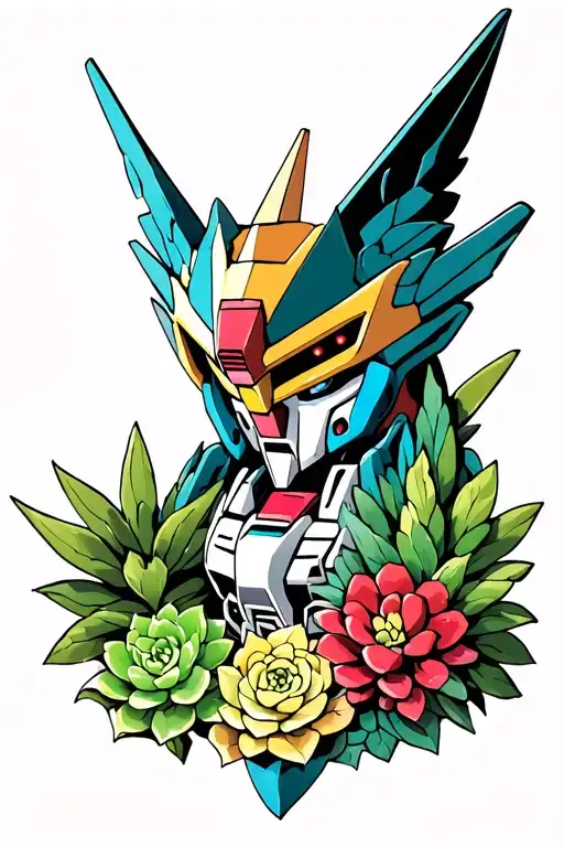 Gundam Wing With Succulent Plants