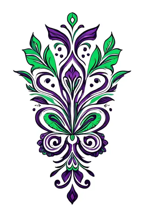 Dark Purple And Green Traditonal Paisley Pattern