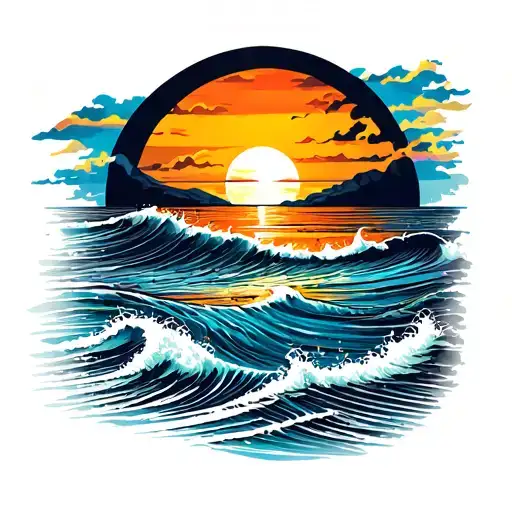Sunset Over Ocean Scene