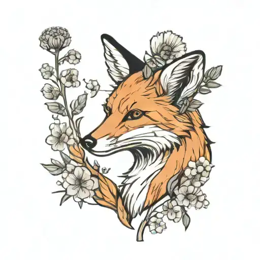 Fox With A Dandelion Flower