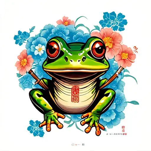 Frog Old Samourai Cover With Japanese