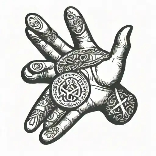 Coin Toss Game And Hand Symbolizing Birth And Death