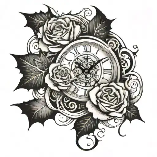 Rose Clock And Bats