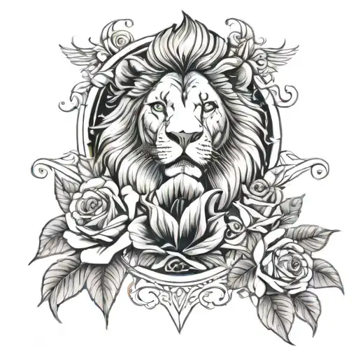 Rose And Lion On Hend