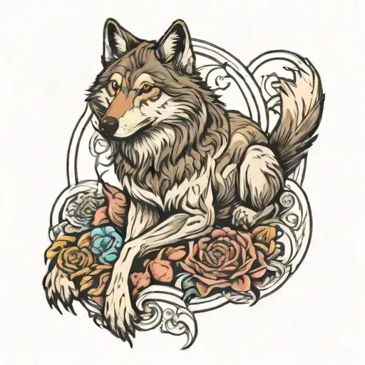 Wolf Laying Down Full Body