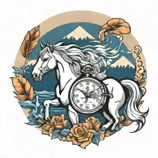 Ocean Mountains Horses Feathers And Timepiece