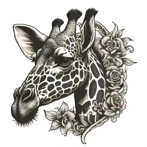 Old School Giraffe Black And White