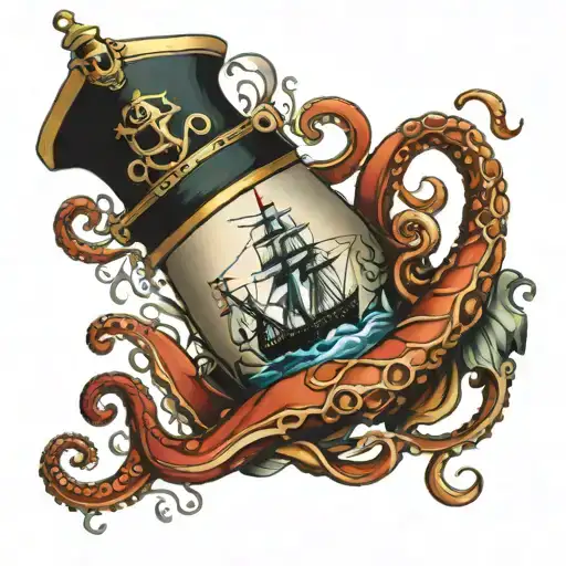 Nautical With Ship And Octopus Wrapped