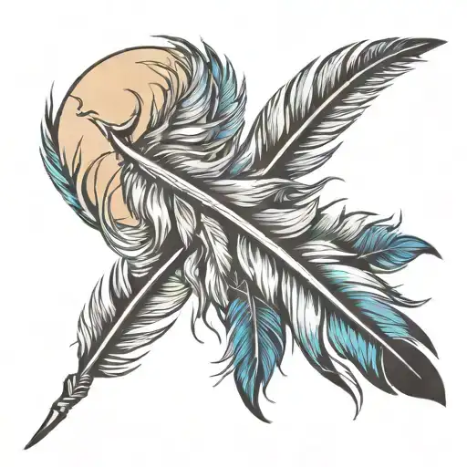 Feather Tattoo On Neck With Freedom