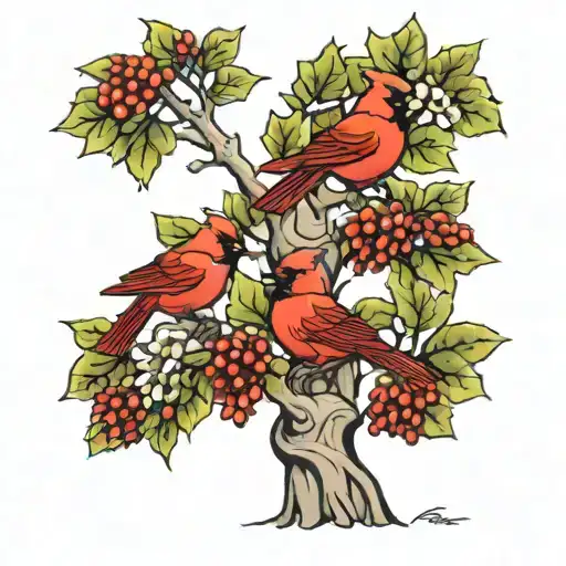 Tree With 3 Cardinal