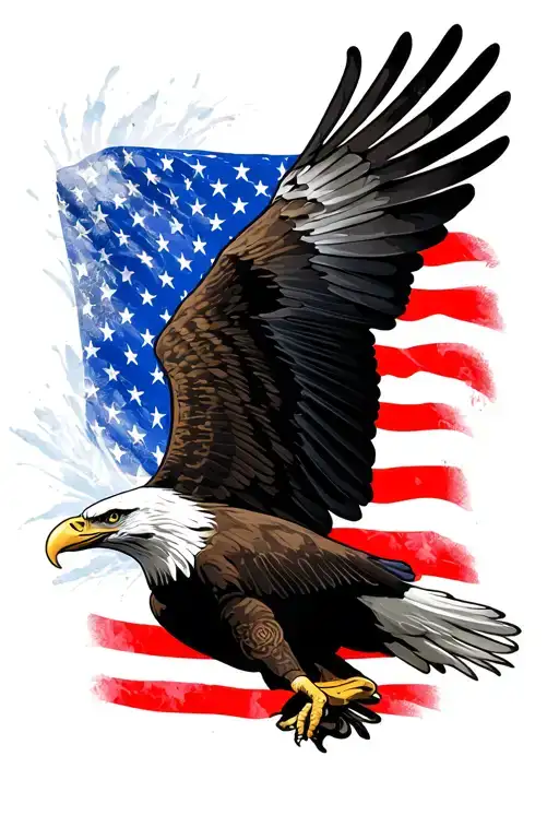 American Flag Bald Eagle Flying