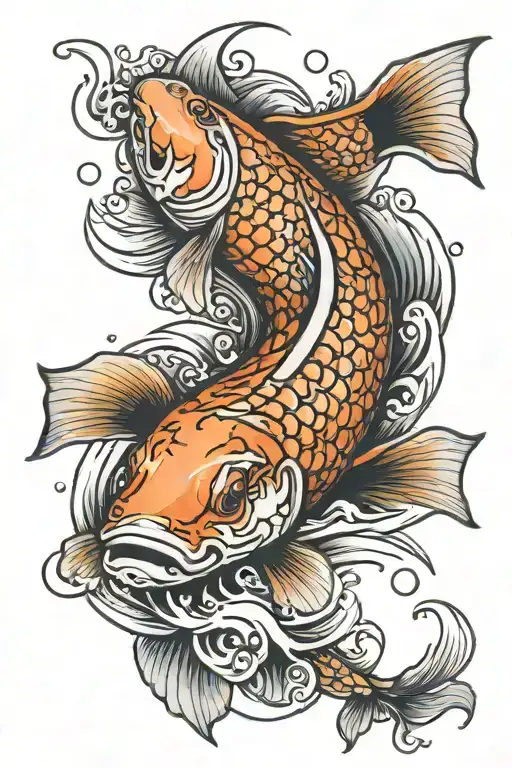 Koi But With Largemouth Bass Fish Swimming Upstream