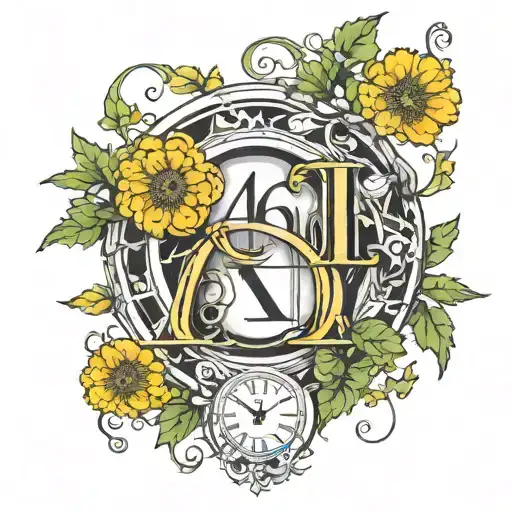 461 In Roman Numerals Intertwined With Dandelions