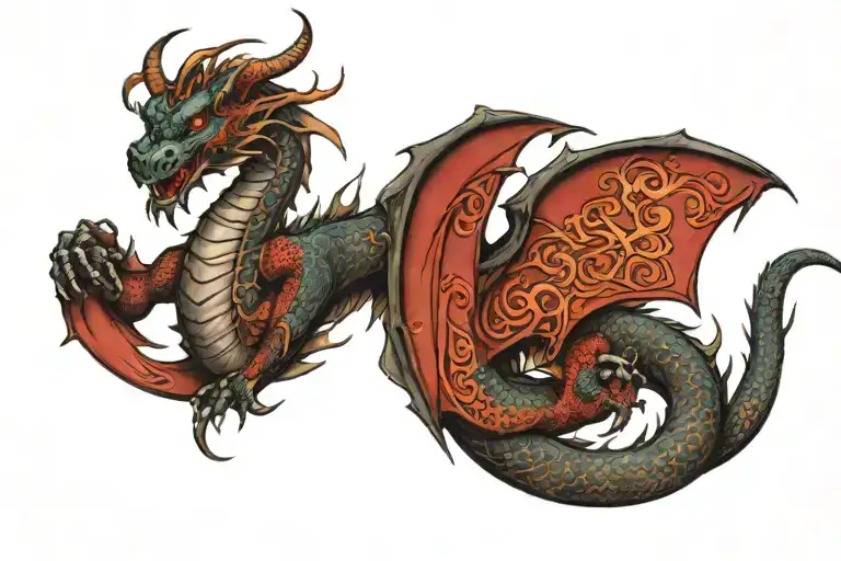 Dragon Covering Chest And Back