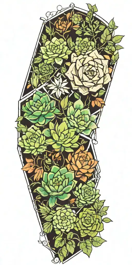 Viney Plants And Succulents Growing In Geometric Shapes
