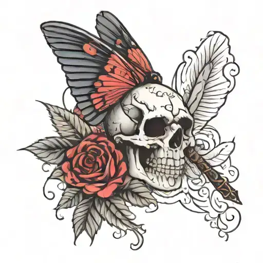 Skull Cardinal Dragonfly Rose