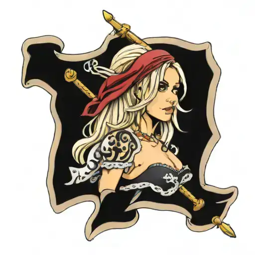 A Tattoo That Looks Like Britney Spears Up Close But A Pirate Flag From Far Away