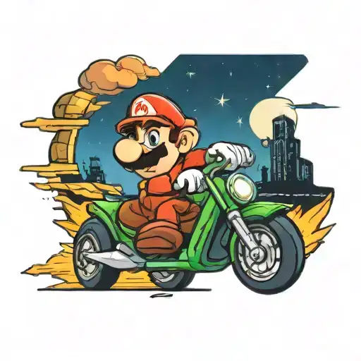 Super Mario Kart Driving On A Freeway At Night