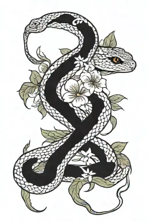 Snake With Flowers Surrounding And The Name Magaly And Shararhy