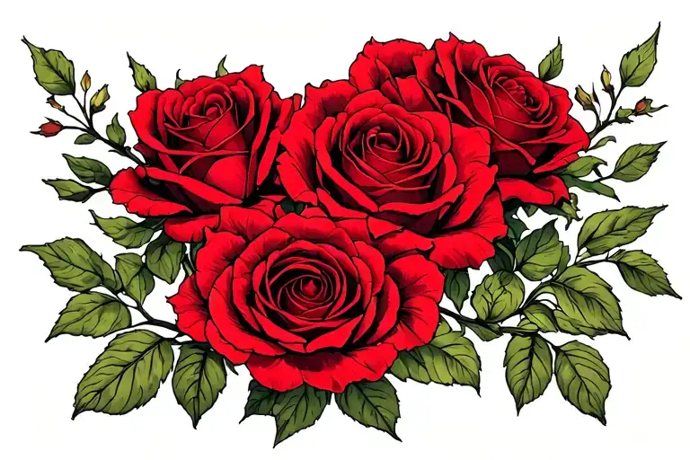 Red Roses Going Horizontal