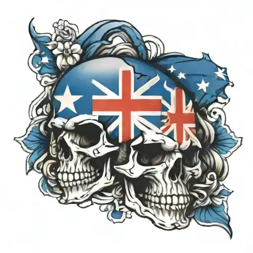 Skull Australian Flag Intertwined