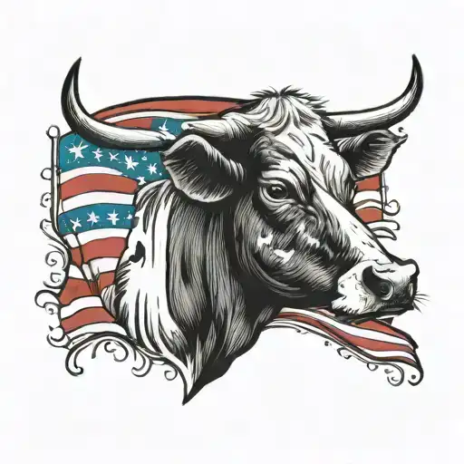 Cow Head With American Flag