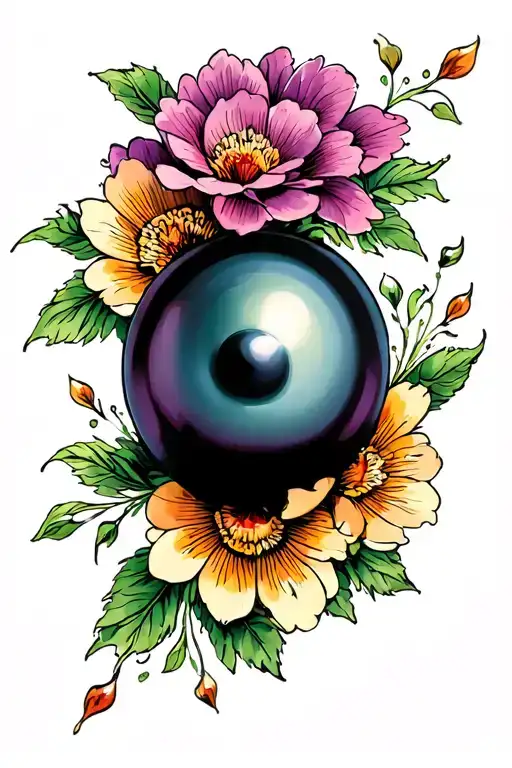 Black Pearl With Flowers