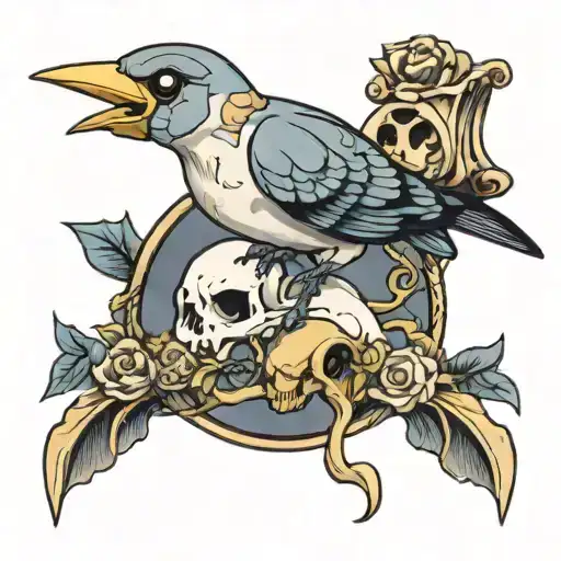 Bird Pokemon Standing On Cubone Skull