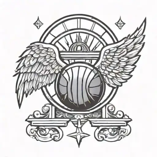 Angel Wings With A Basketball Hoop