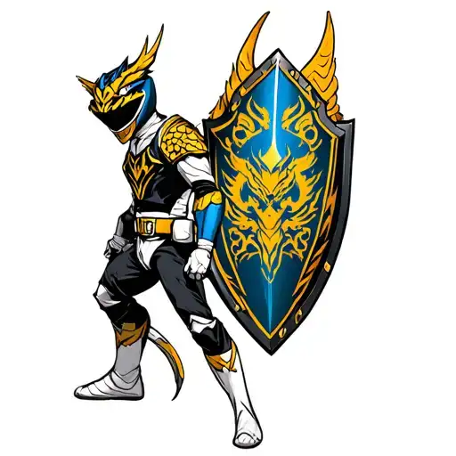 Black Power Ranger With Dragon Shield Adorned