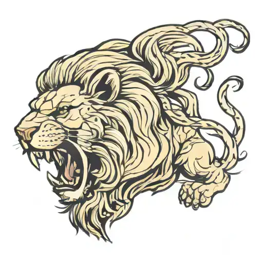 Fierce Roaring Angry Lion Side View
