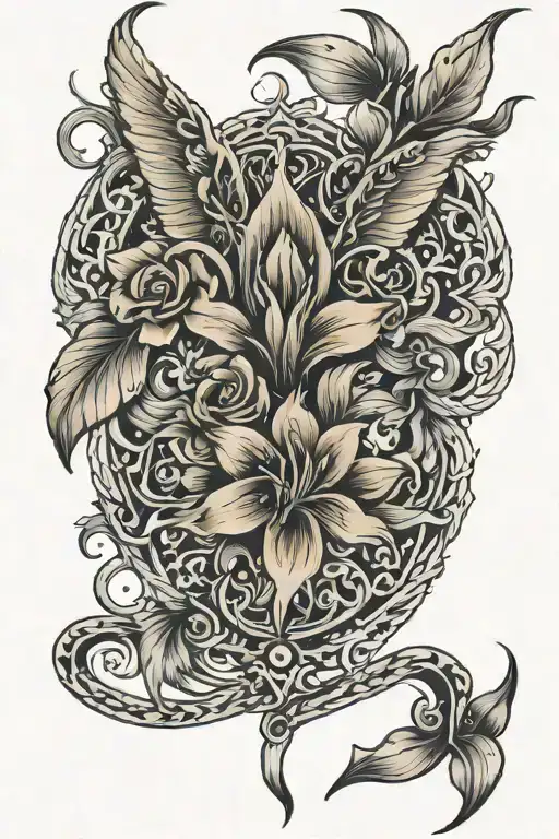 Thorn Wings With A Thorn And Tiger Lilly Flower As A Belt