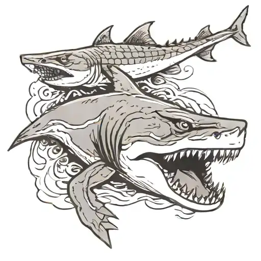 Great White Shark Attacks Alligator Full Body