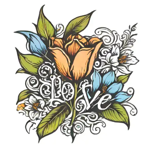 Tulips With Whanau Word 'Love' Written