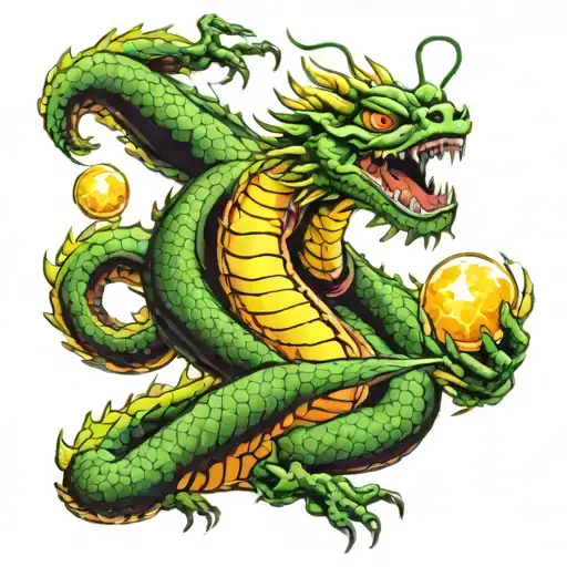 Shenron With Dragon Balls Flying