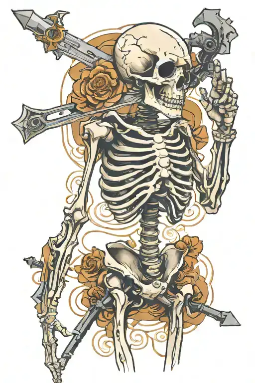 Skeleton With Medical Weapon