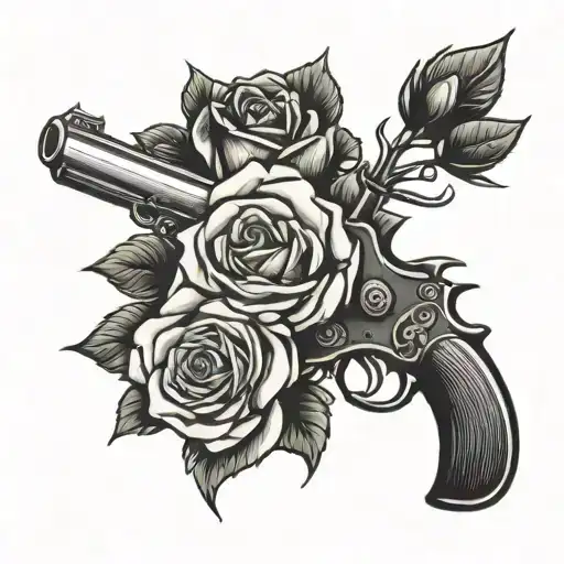 Gun Wrapped Around A Rose