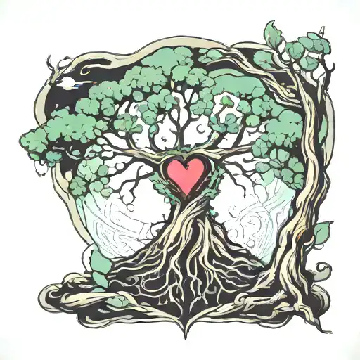 Tree With A Person Inside It With A Heart