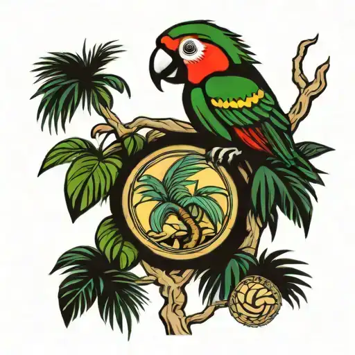 Palm Tree - Parrot - Money Tree Growing