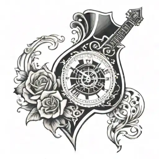 Ace Of Spades With A Broken Clock Surrounded