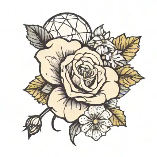 Honeycombs And Violets And Asters One Rose