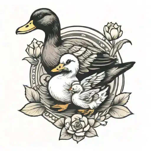 Duck And Baby Duckling