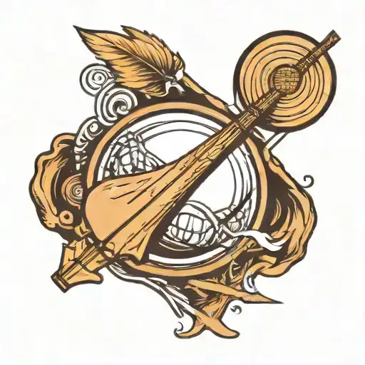 Skim Board Crossed With A Drum Stick And A Baseball Bat