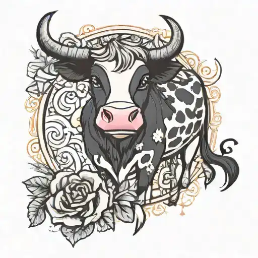 Goth Kawaii Tattoo Cow