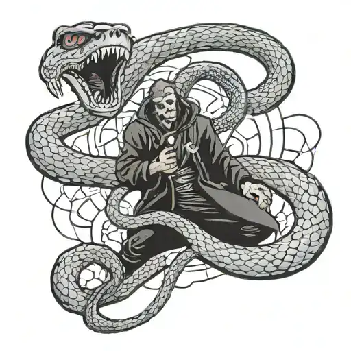 Snake Fighting The Grim Reaper