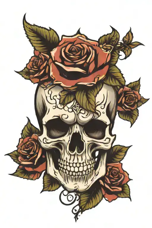 Skull Roses Cross Surrounded