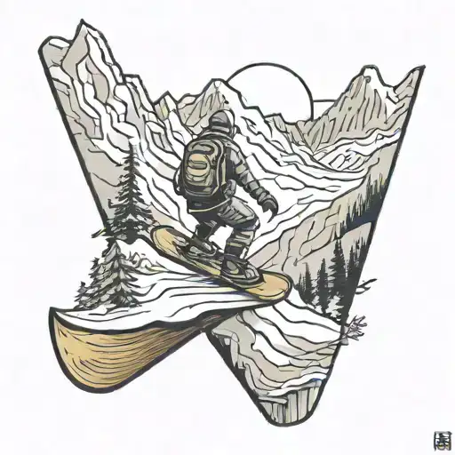Mountain With A Snowboarder Carving