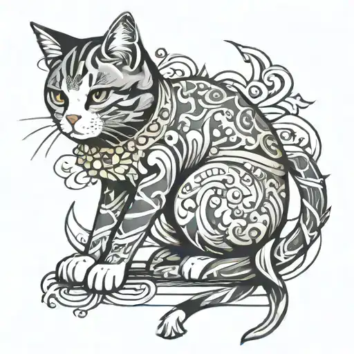 Female Cartoon Cat Sitting