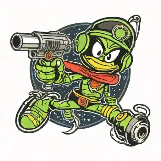Marvin Martian Holding A Welding Gun In Space Themed